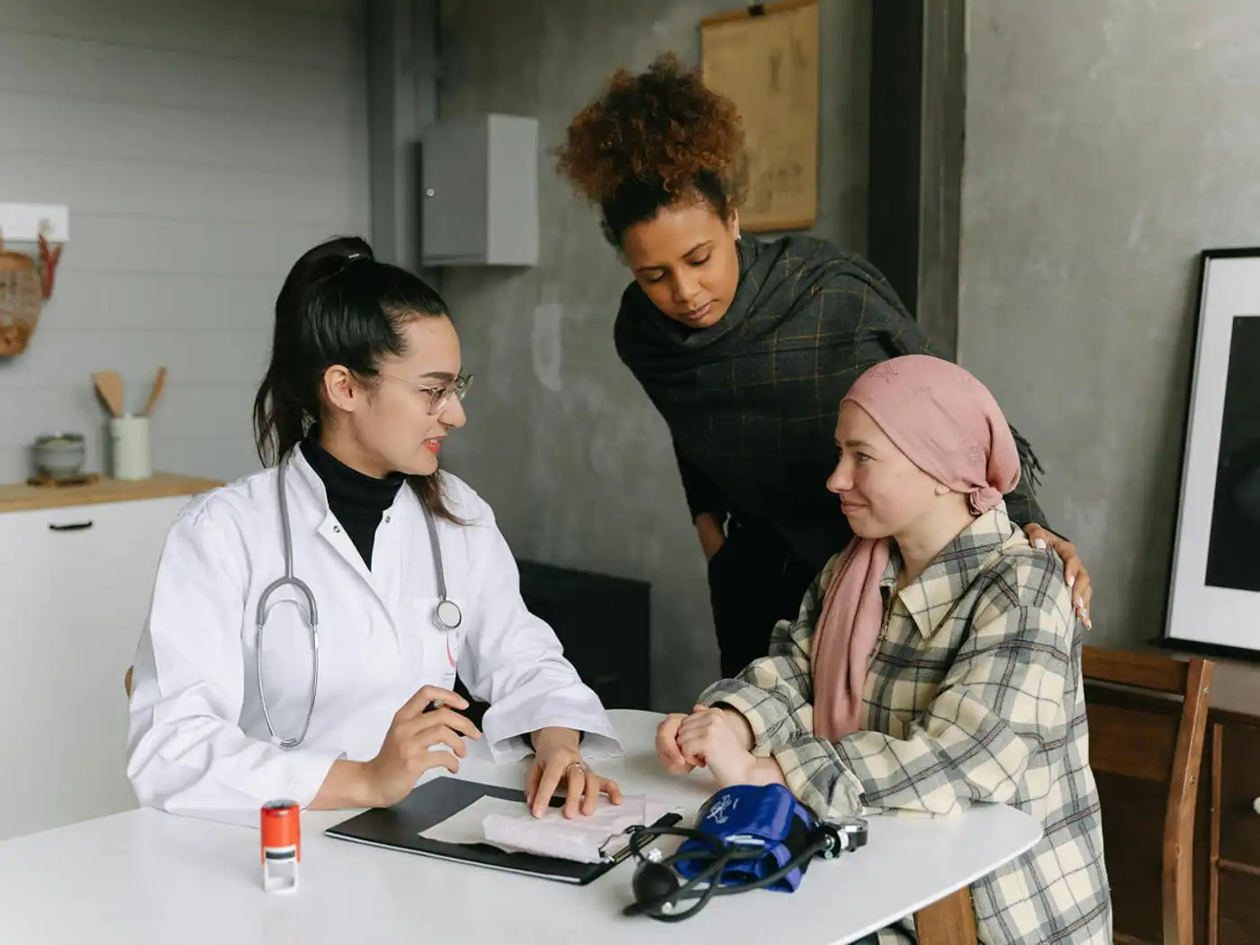 A doctor providing care to a patient